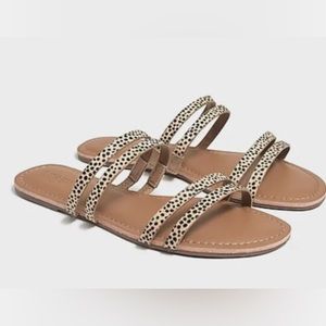 J Crew NWT Real Fur Calf Hair Strappy Flat Sandal Sz 7